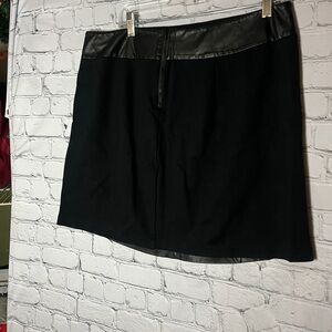 CAbi Black Skirt with Leather Accent